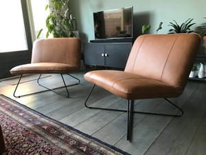 Leren fauteuil smile 80, bruin leer, bruine stoel
