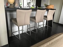 Set van 3 leren barstoelen - bruin leer
