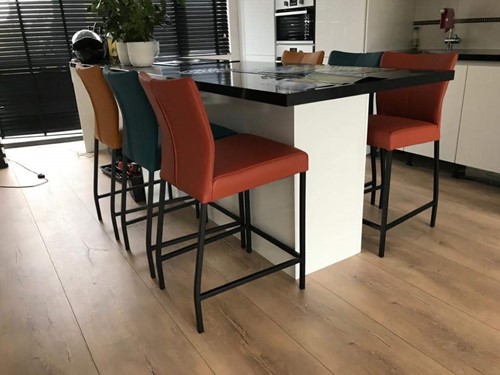 Set van 6 leren barstoelen - verschillende kleuren leer