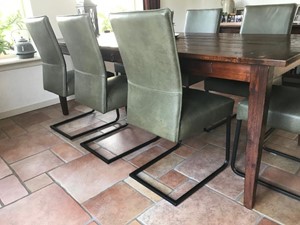Leren eetkamerstoel remix, groen leer, groene keukenstoelen