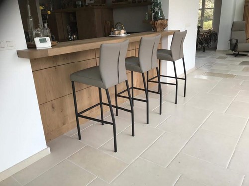 Set van 3 leren barstoelen - bruin leer
