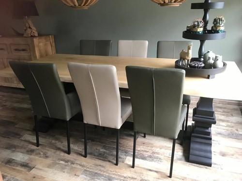 Set van 6 leren eetkamerstoelen - diverse kleuren