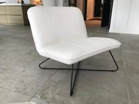 Leren fauteuil zonder armleuning met kruisframe - wit leer-2