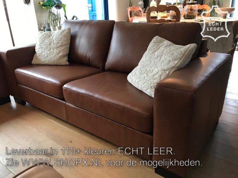 ontsmettingsmiddel Sophie Absoluut Set van 2 leren banken met houten poten - bruin leer ShopX