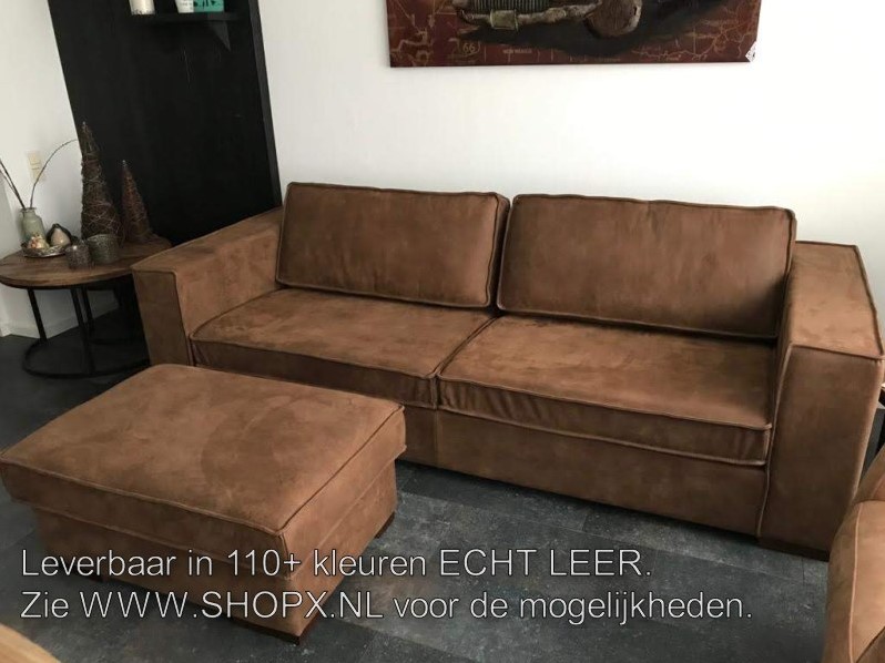 Verbinding Controverse Van Leren bank Fine, 2.5-zitsbank - Granada leer Ash - Hout, Bruin -  (204x100cm) ShopX