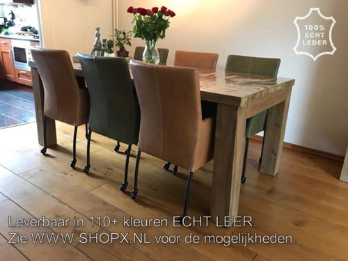 leren eetkamerstoel comfort met wieltjes en armleuning shopx