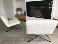 kromme Vergevingsgezind Betrokken Set van 2 leren fauteuils zonder armleuning met kruisframe - wit leer ShopX