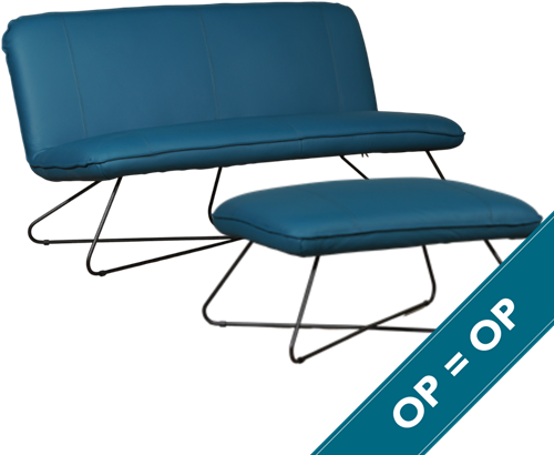 Smile + hocker - Toleder leer Turquoise | Maand actie