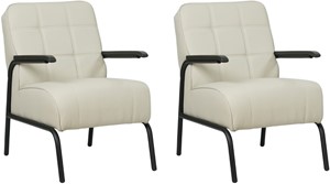 Crème leren industriële retro fauteuil - Toledo Leer Nebbia (crème leer)