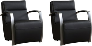 Leren fauteuil arrival, zwart leer, zwarte stoel