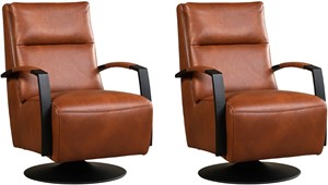Leren draaifauteuil award, bruin leer, bruine draaistoel