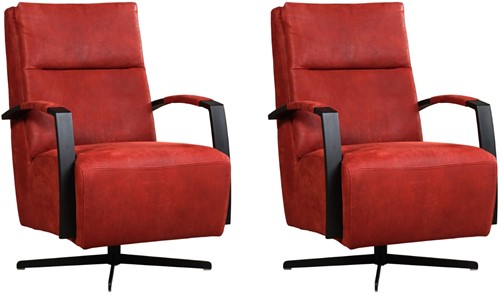 Leren industriële draaifauteuil hoge rugleuning Award - set van 2 fauteuils