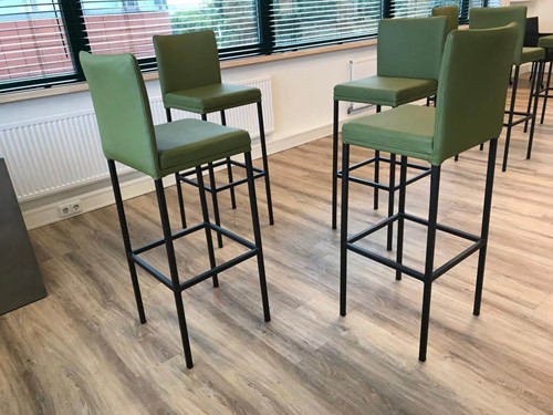 Set van 4 leren barstoelen - groen leer