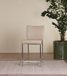 OUTLET Leren barkruk Revolt laag - Toledo Leer Mastic - RVS