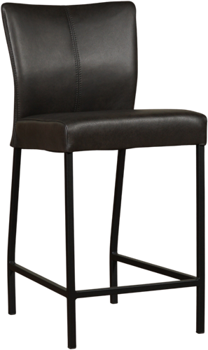 Leren barkruk Revolt laag - Granada leer Graphite - Zwart