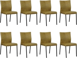 Olijfgroene leren moderne eetkamerstoel Basic - poot vierkant zwart - Granada leer Olive (olijfgroen leer)