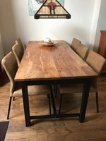 Set van 6 leren eetkamerstoelen - bruin leer