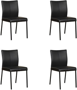 Leren eetkamerstoel basic, zwart leer, zwarte keukenstoelen