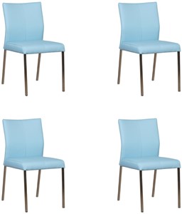 Leren eetkamerstoel basic, blauw leer, blauwe keukenstoelen
