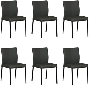 Leren eetkamerstoel basic, zwart leer, zwarte keukenstoelen
