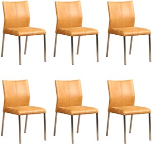 Leren eetkamerstoel basic, bruin leer, bruine keukenstoelen