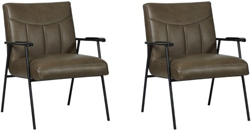 Leren fauteuil Beam - set van 2 fauteuils - Granada Ash (grijs/bruin)