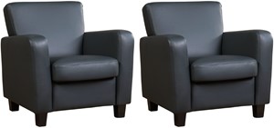 Leren fauteuil believe, blauw leer, blauwe stoel