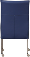 Leren eetkamerstoel Spark - met wieltjes en armleuning - Toledo Leer Kobalt - Poot - RVS - Skate wiel transparant-3