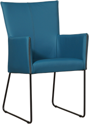 Leren eetkamerstoel Mate - met armleuning en design U-poot - Toledo Leer Turquoise