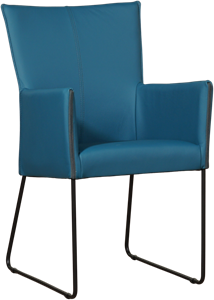 Leren eetkamerstoel mate met armleuning 56 turquoise, turquoise leer, turquoise keukenstoelen