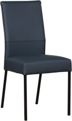 Leren eetkamerstoel Real - Toledo Leer Marine - Kleur poot, zwart