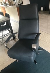 Leren relaxfauteuil met stalen frame - blauw leer