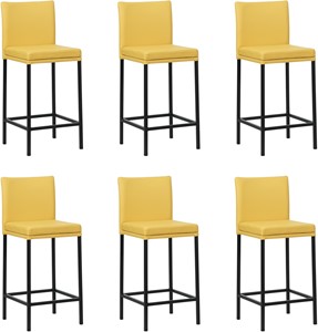 Set van 6 Gele leren moderne barkrukken Break - poot vierkant zwart - Toledo Leer Giallo (geel leer)