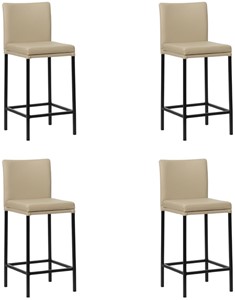 Set van 4 Taupe leren moderne barkrukken Break - poot vierkant zwart - Toledo Leer Mastic (taupe leer)