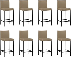 Set van 8 Taupe leren moderne barkrukken Break - poot vierkant zwart - Hermes Leer Mocca (taupe leer)