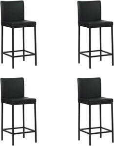 Set van 4 Zwarte leren moderne barkrukken Break - poot vierkant zwart - Toledo Leer Nero (zwart leer)