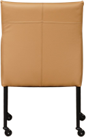 Leren eetkamerstoel Desire - met wieltjes en armleuning - Toledo Leer Camel - Poot - Zwart - Skate wiel zwart-3