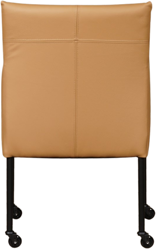 Leren eetkamerstoel Desire - met wieltjes en armleuning - Toledo Leer Camel - Poot - Zwart - Skate wiel zwart-3