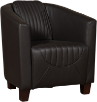 Leren kuipstoel Press Special - Massif Leer Marron - Hout bruin