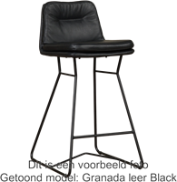 Leren barkruk Candy laag - Hermes Leer Kobalt-1
