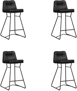 SHOPX HUISCOLLECTIE Set van 4 Leren barkrukken Candy laag - Echt leer, Industrieel, Comfortabel en kies uit meer dan 150+ kleuren - Ontdek de Vele Leersoorten en Kleuren bij ShopX