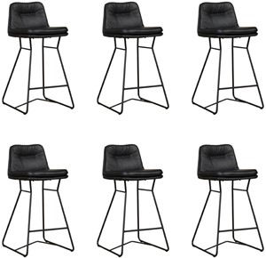 SHOPX HUISCOLLECTIE Set van 6 Leren barkrukken Candy laag - Echt leer, Industrieel, Comfortabel en kies uit meer dan 150+ kleuren - Ontdek de Vele Leersoorten en Kleuren bij ShopX