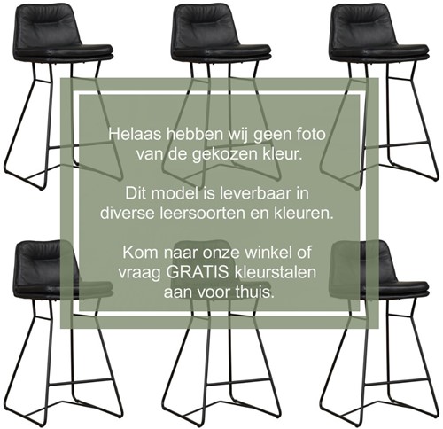Leren barkruk Candy laag - set van 6 krukken - Granada leer Ebony