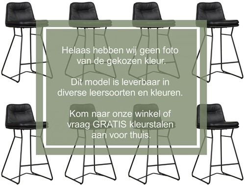 Leren barkruk Candy laag - set van 8 krukken - Hermes Leer Nero