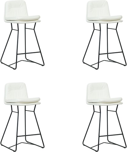 Leren barkruk Candy laag - set van 4 krukken - Toledo Leer Bianco