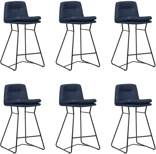 Leren barkruk Candy laag - set van 6 krukken - Toledo Leer Kobalt