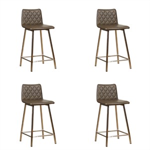 SHOPX HUISCOLLECTIE Set van 4 Leren barkrukken Catch laag - Echt leer, Industrieel, Comfortabel en kies uit meer dan 150+ kleuren - Ontdek de Vele Leersoorten en Kleuren bij ShopX