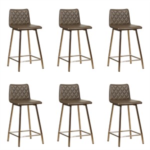 SHOPX HUISCOLLECTIE Set van 6 Leren barkrukken Catch laag - Echt leer, Industrieel, Comfortabel en kies uit meer dan 150+ kleuren - Ontdek de Vele Leersoorten en Kleuren bij ShopX