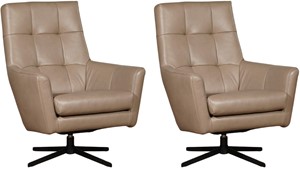 Leren draaifauteuil central, bruin leer, bruine draaistoel