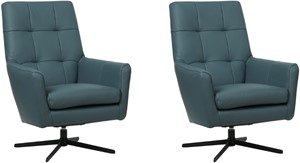 Set van 2 Blauwe leren moderne draaifauteuils Central - Toledo Leer Whale (blauw leer)